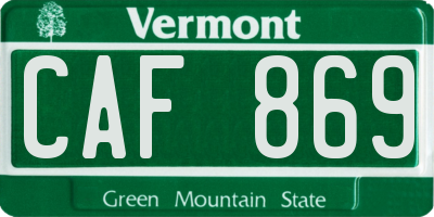 VT license plate CAF869