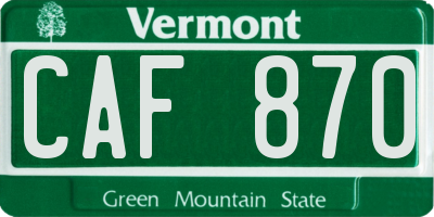 VT license plate CAF870