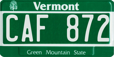 VT license plate CAF872