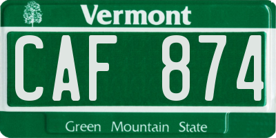 VT license plate CAF874