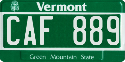 VT license plate CAF889