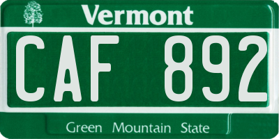 VT license plate CAF892