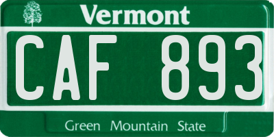VT license plate CAF893