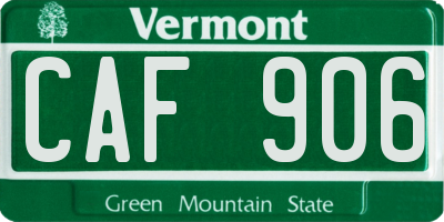 VT license plate CAF906