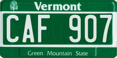 VT license plate CAF907