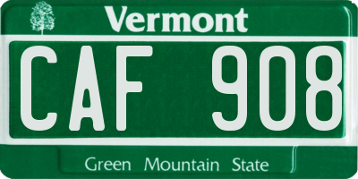 VT license plate CAF908