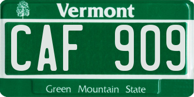 VT license plate CAF909
