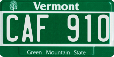 VT license plate CAF910