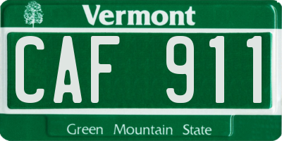 VT license plate CAF911