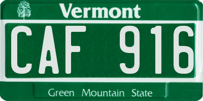 VT license plate CAF916