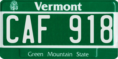 VT license plate CAF918
