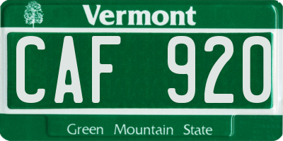 VT license plate CAF920