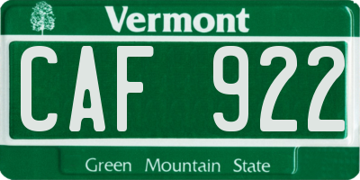 VT license plate CAF922