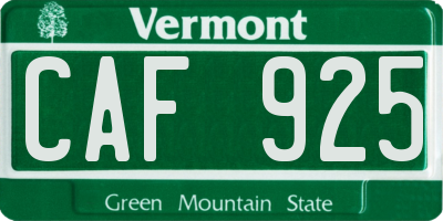 VT license plate CAF925