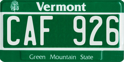 VT license plate CAF926