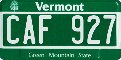 VT license plate CAF927
