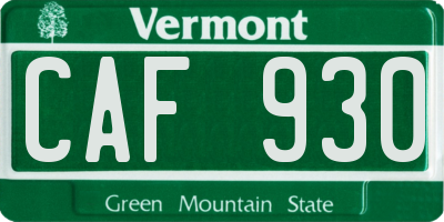 VT license plate CAF930