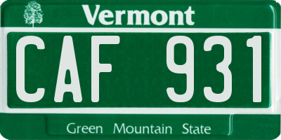 VT license plate CAF931