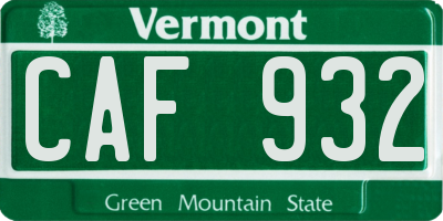 VT license plate CAF932