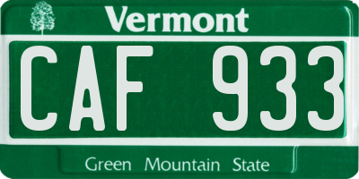 VT license plate CAF933
