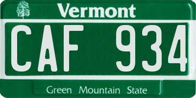 VT license plate CAF934