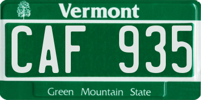 VT license plate CAF935