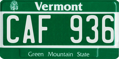 VT license plate CAF936