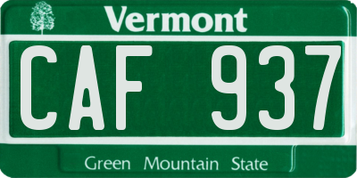 VT license plate CAF937