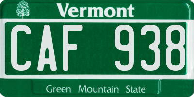 VT license plate CAF938