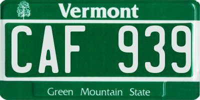 VT license plate CAF939