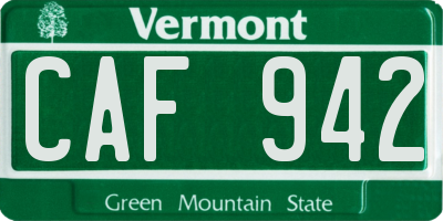 VT license plate CAF942