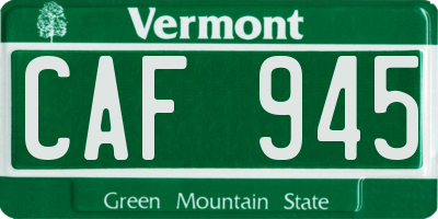 VT license plate CAF945