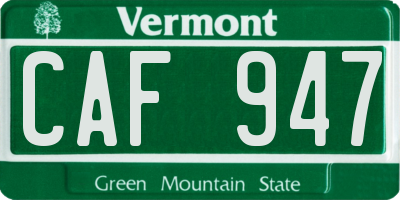 VT license plate CAF947