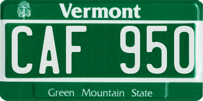 VT license plate CAF950