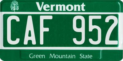 VT license plate CAF952