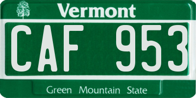 VT license plate CAF953
