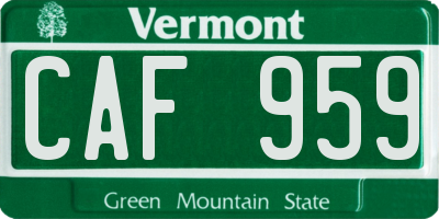 VT license plate CAF959