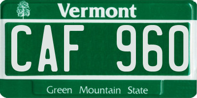VT license plate CAF960