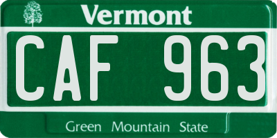 VT license plate CAF963