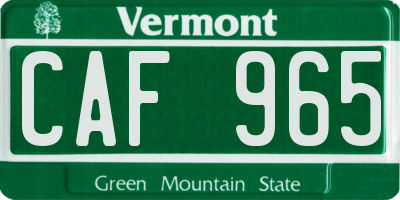 VT license plate CAF965