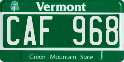 VT license plate CAF968