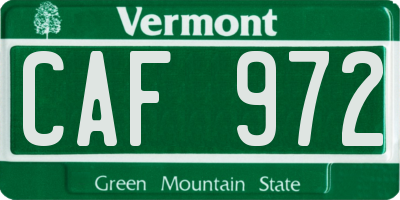 VT license plate CAF972