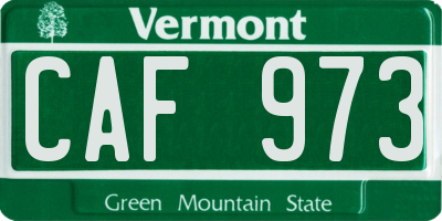 VT license plate CAF973
