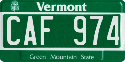 VT license plate CAF974