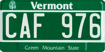 VT license plate CAF976