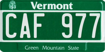 VT license plate CAF977