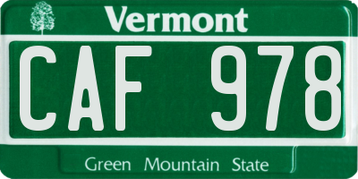 VT license plate CAF978