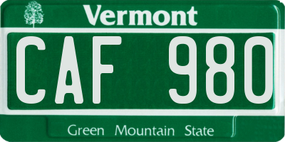 VT license plate CAF980