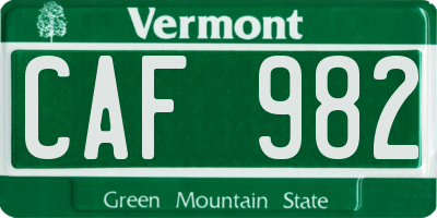 VT license plate CAF982