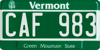 VT license plate CAF983